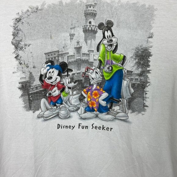 Vintage Disney Store 1990s TShirt Fun Seeker Micky Pluto Goofy Donald Duck Tee - Picture 7 of 9